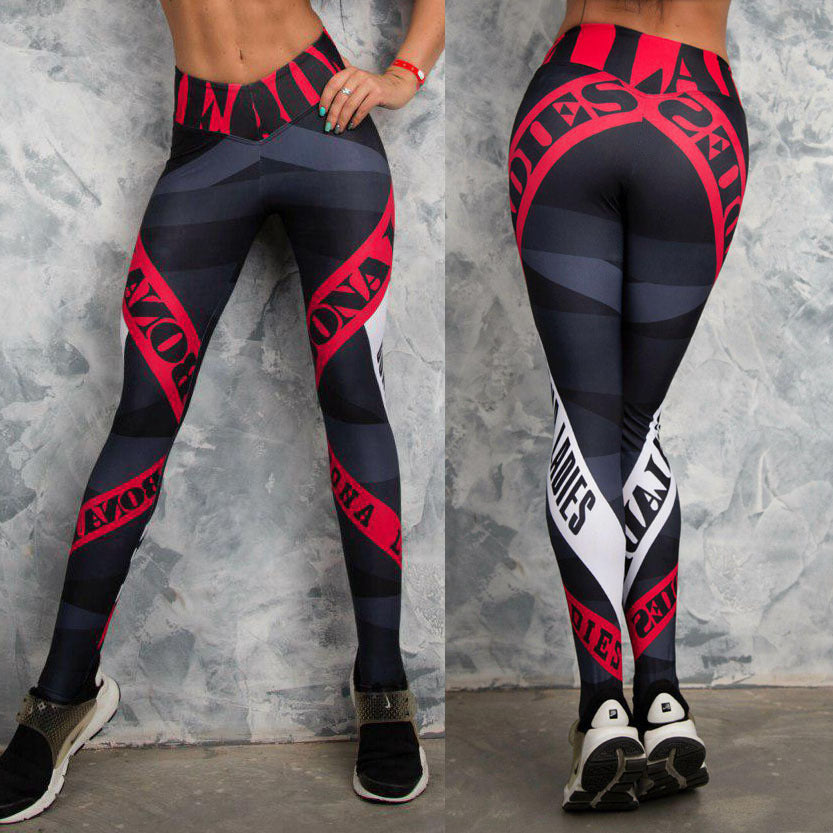 ALPHABET PRINT YOGA WOMEN LEGGINGS
