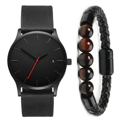 EUROPEAN MEN'S WATCH LARGE DIAL CALENDAR FROSTED STRAP