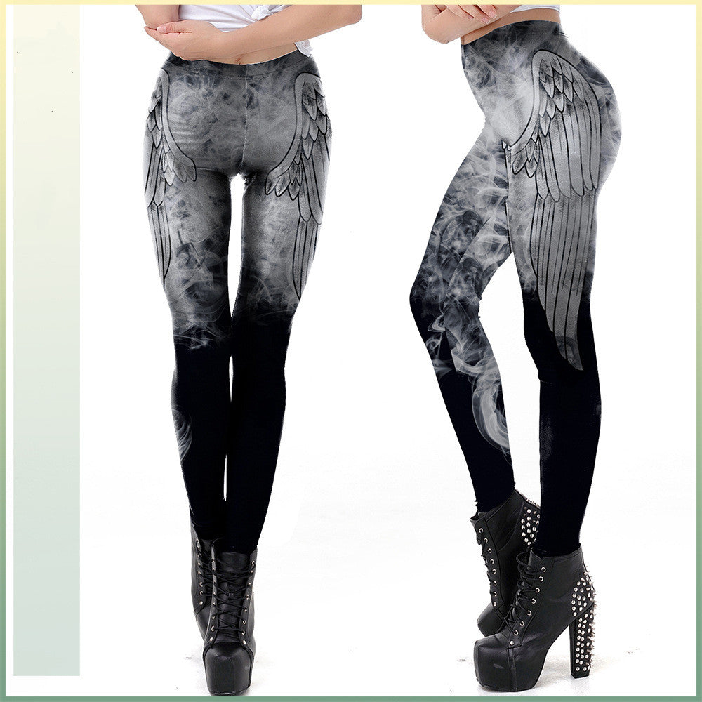 Wings Printing Skinny Pants Stretch Women's Leggings