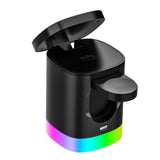 3 IN 1 MAGNETIC WIRELESS FAST CHARGER FOR SMARTPHONE RGB AMBIENT LIGHT CHARGING STATION FOR AIRPODS IWATCH