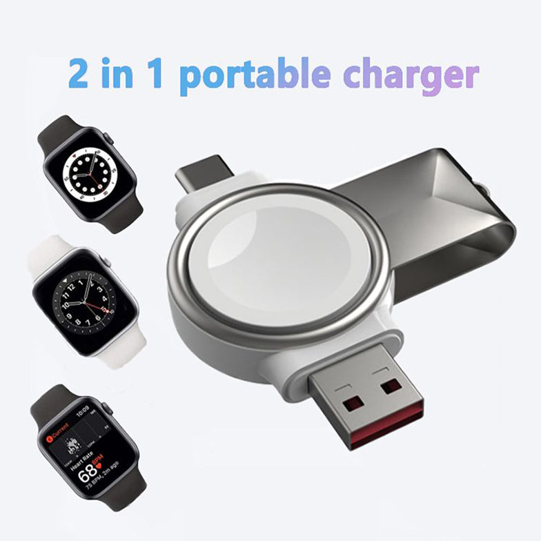 WIRELESS CHARGER 2 IN 1 MAGNETIC WATCH INTERFACE FOR APPLE WATCH IWATCH FAST CHARGING PORTABLE TYPE-C USB