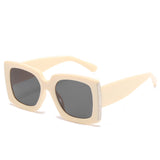 TRENDY LARGE FRAME SUNGLASSES WOMEN SQUARE BRIGHT BLACK